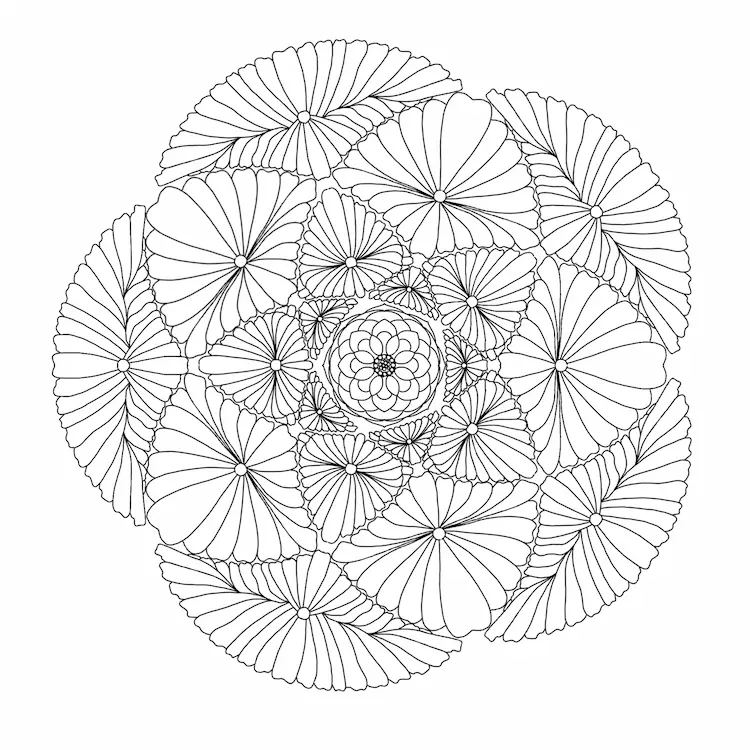 円の重なりを利用した、幸福感あるピンク和柄の幾何学模様