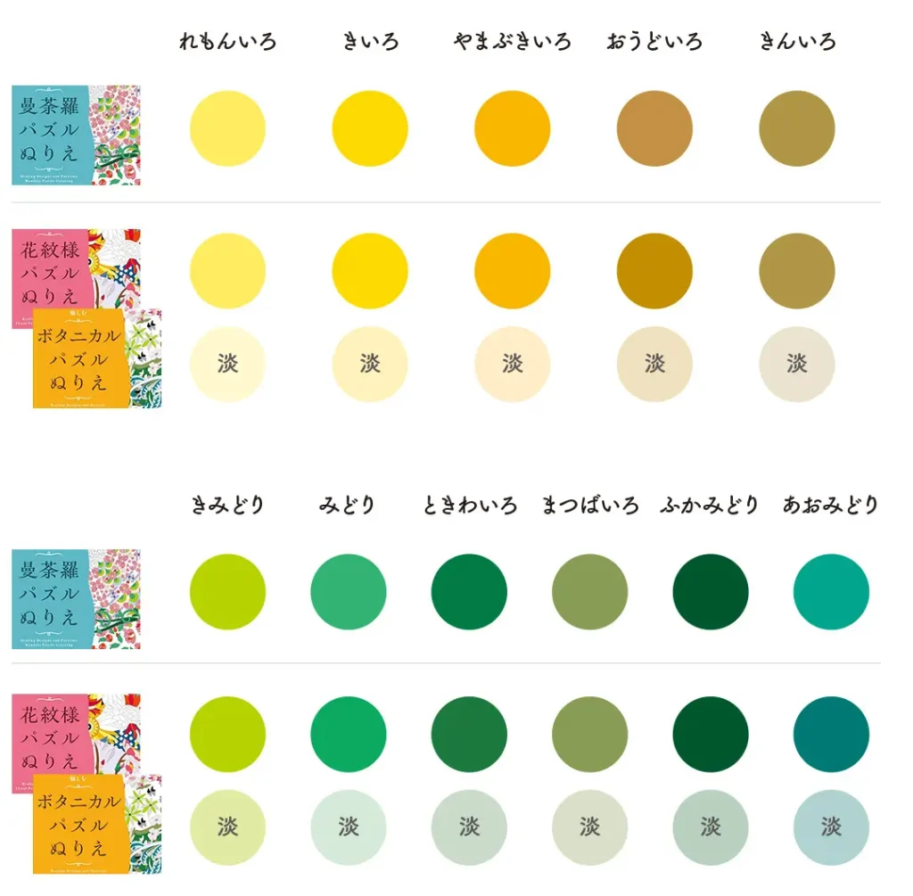 癒やしのデザイン・パターンで愉しむ「パズルぬりえ」のためのカラーガイド 黄色・緑系