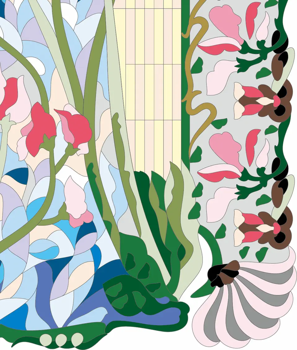 ボタニカルパズルぬりえ 【01】玻璃彩 完成見本 右下