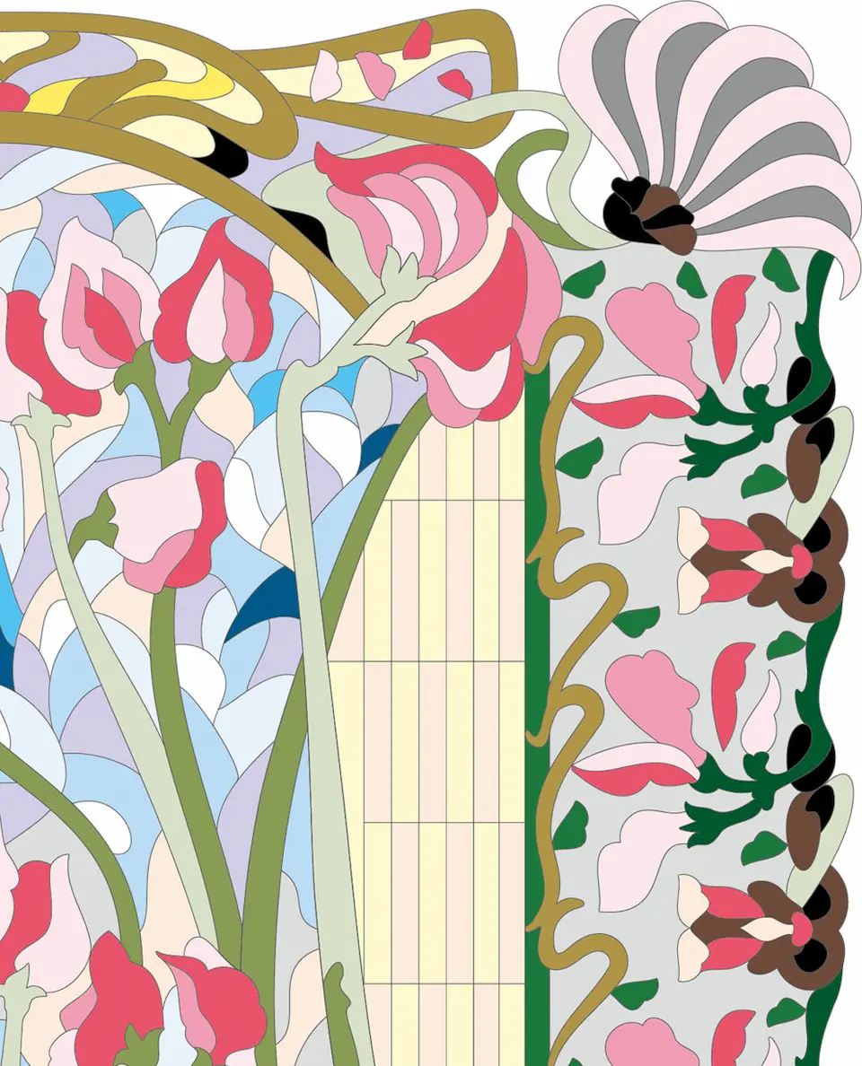 ボタニカルパズルぬりえ 【01】玻璃彩 完成見本 右上