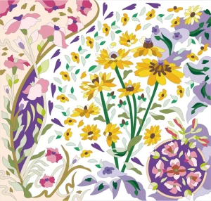 ボタニカルパズルぬりえ【02】陽だまり 完成見本