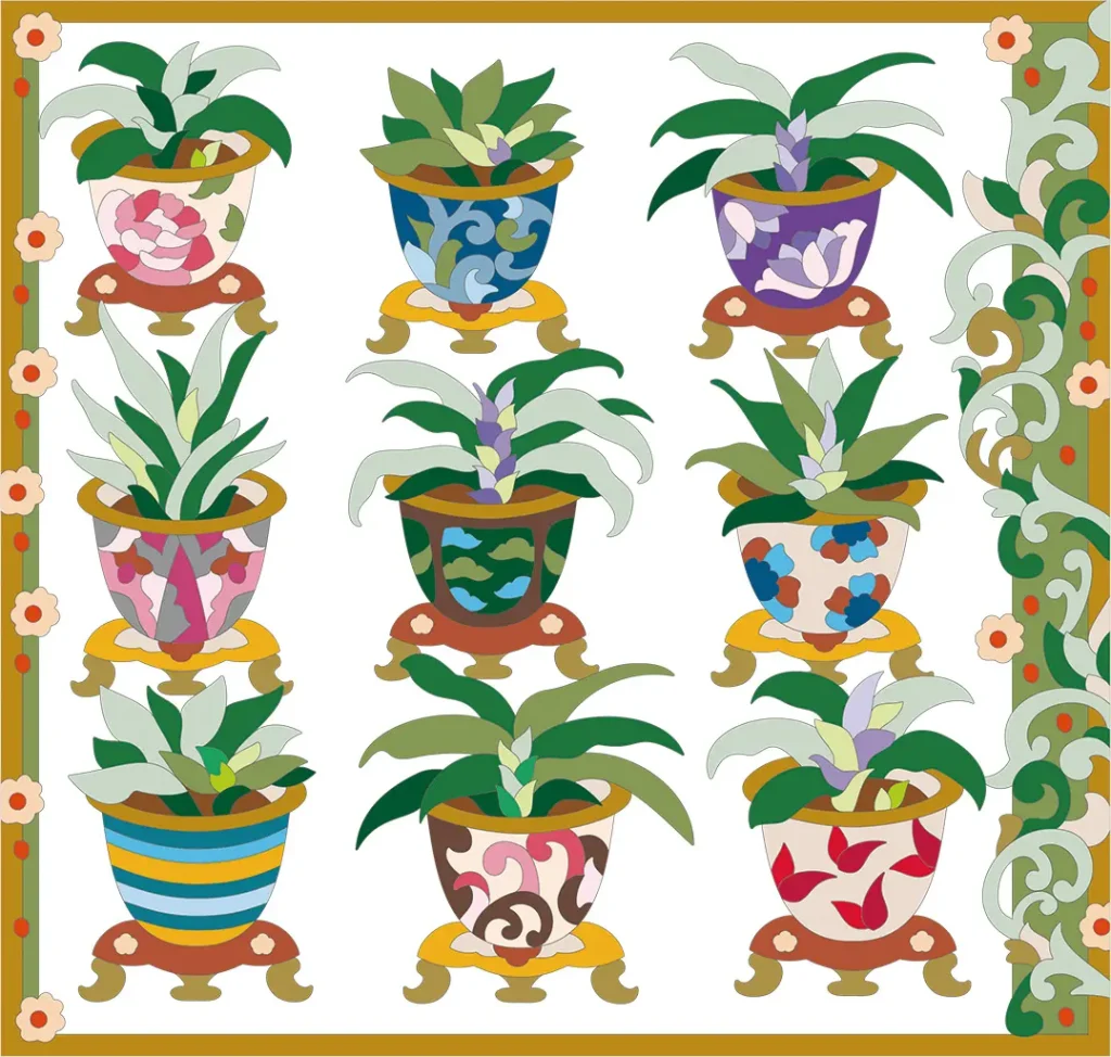 ボタニカルパズルぬりえ 【03】江戸鉢ノヲト 完成見本