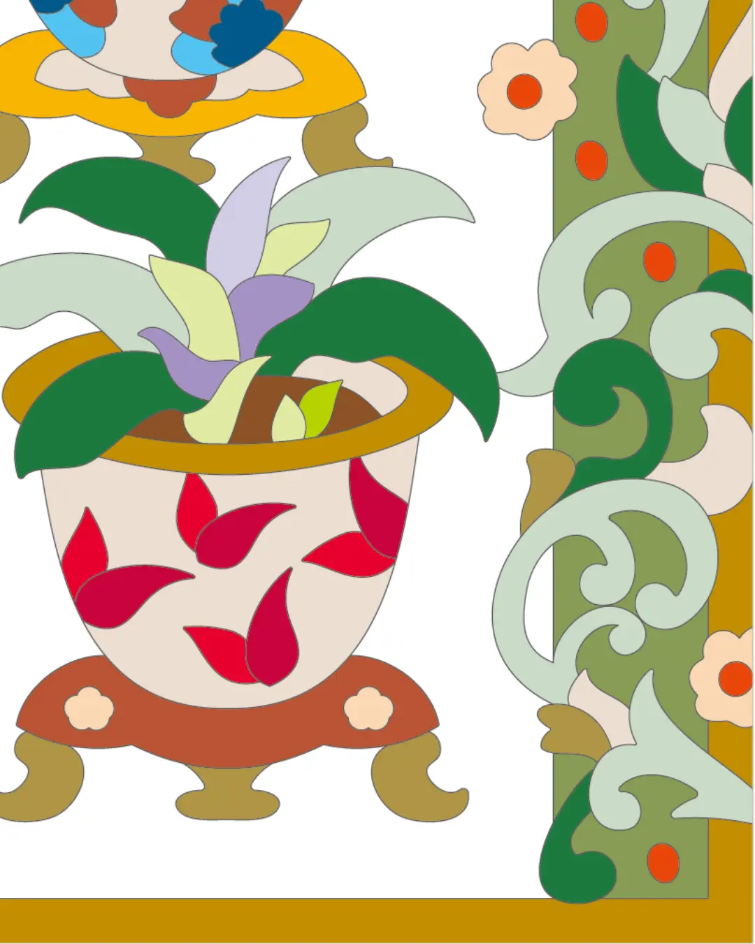 ボタニカルパズルぬりえ 【03】江戸鉢ノヲト 完成見本 右下