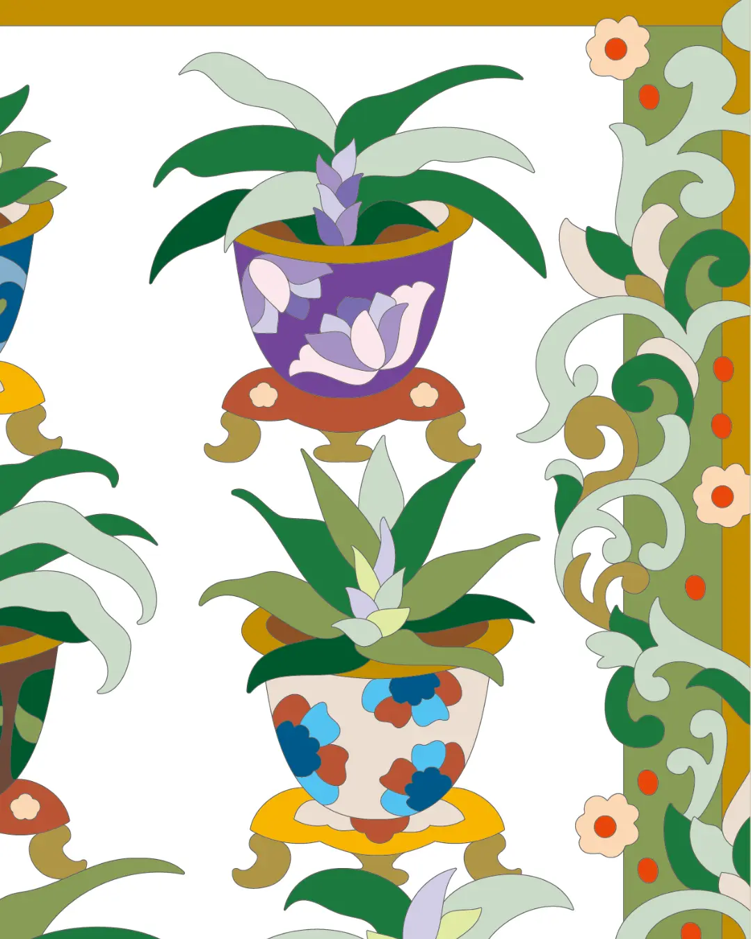 ボタニカルパズルぬりえ 【03】江戸鉢ノヲト 完成見本 右上