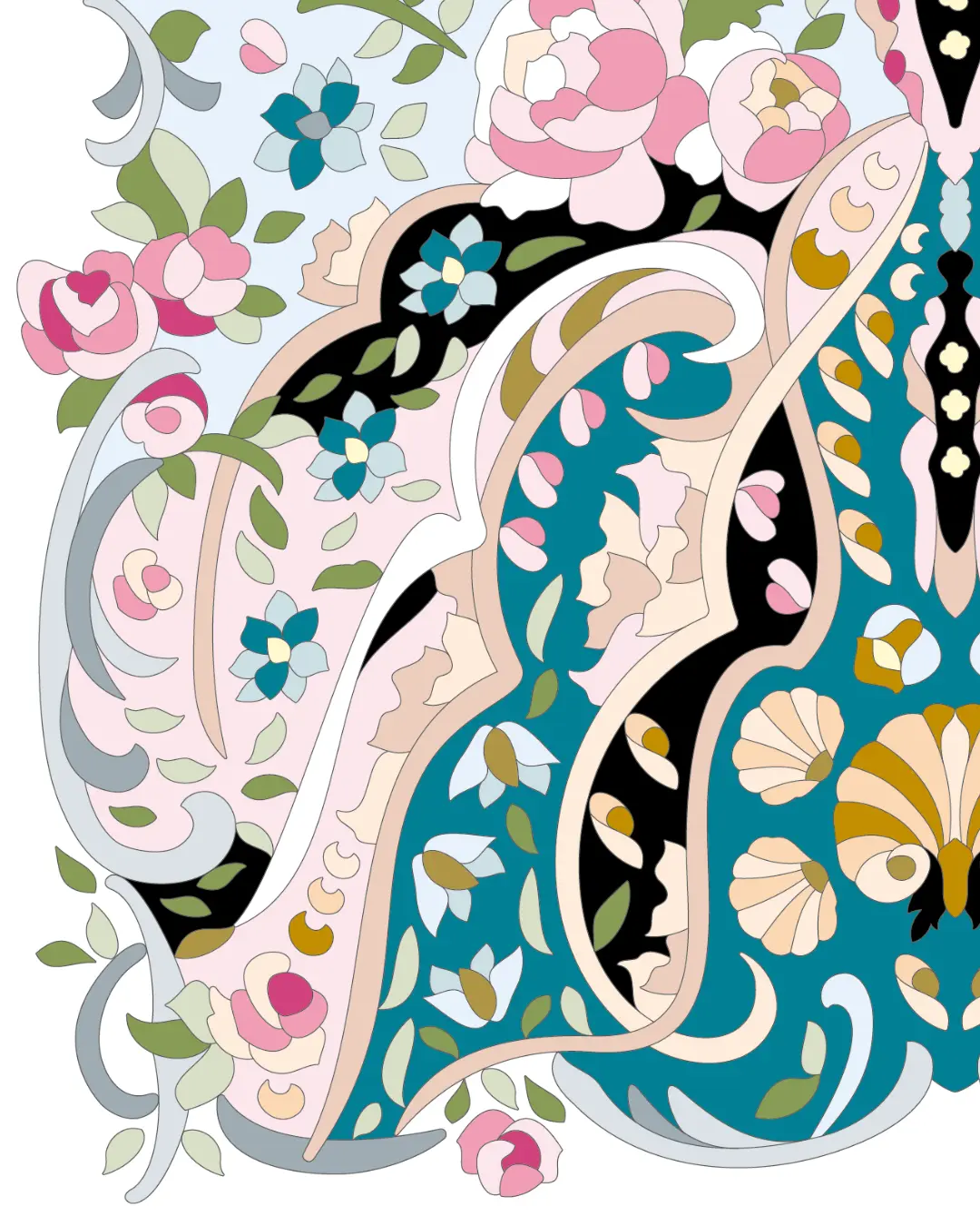 ボタニカルパズルぬりえ 【05】ロマンスしましょ 完成見本 左下