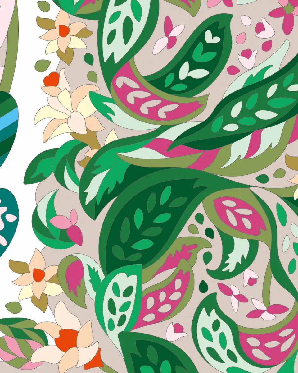 ボタニカルパズルぬりえ 【06】斑葉コレクション完成見本 右下