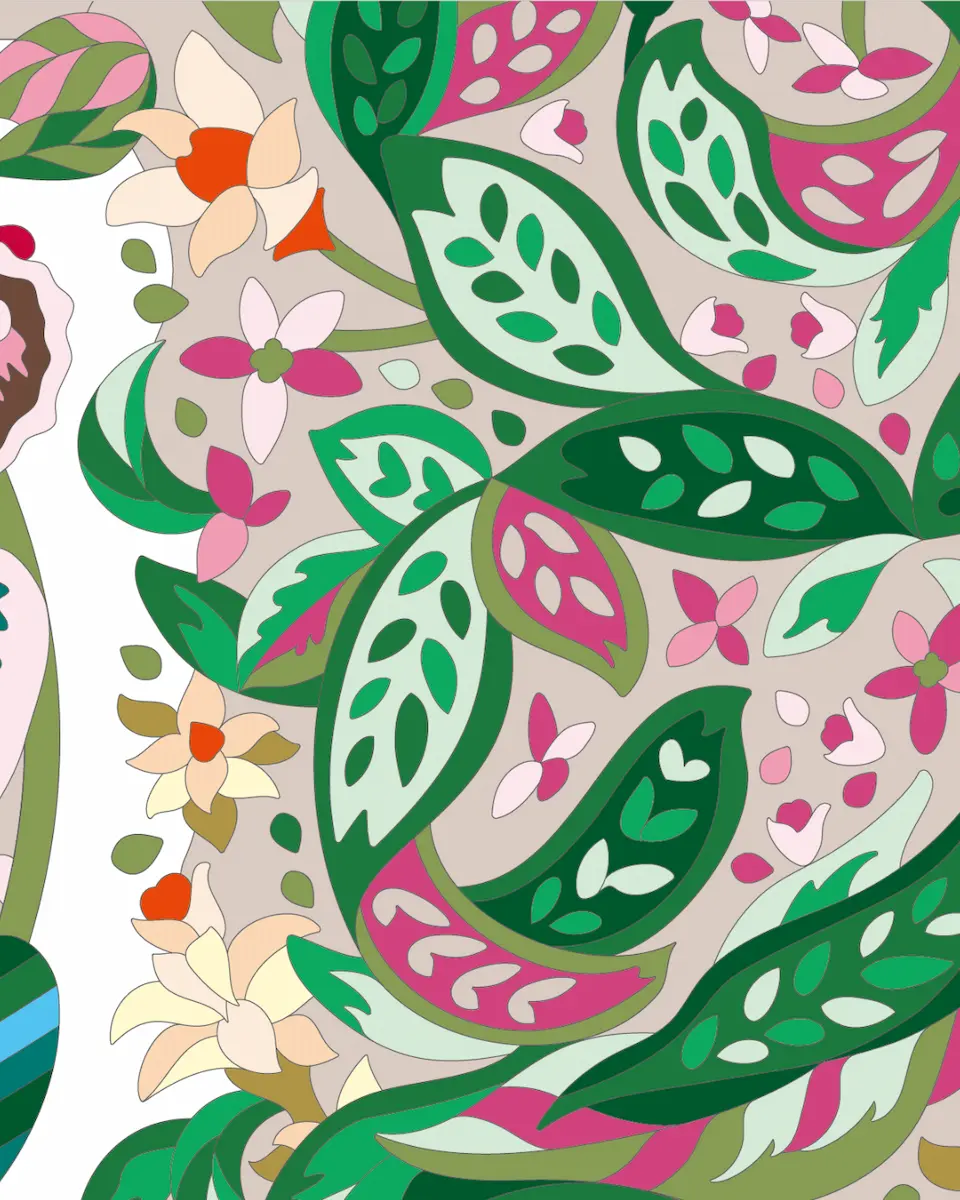 ボタニカルパズルぬりえ 【06】斑葉コレクション完成見本 右上