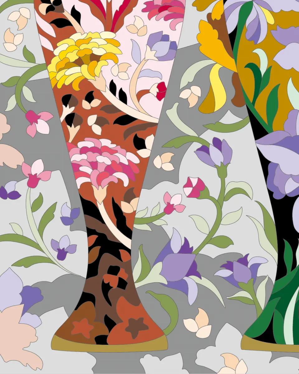 ボタニカルパズルぬりえ 【08】麗し三姉妹 完成見本 左下