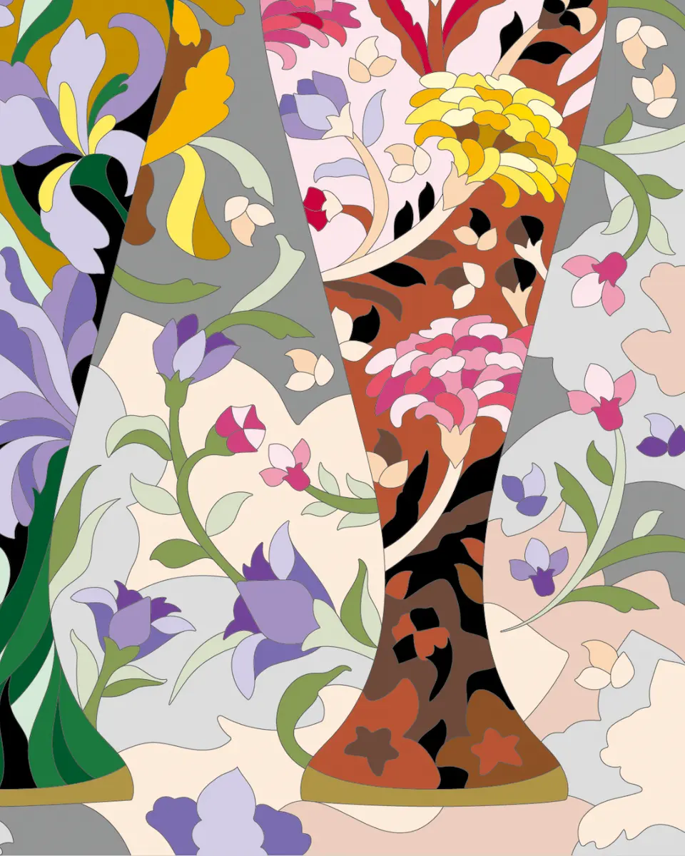 ボタニカルパズルぬりえ 【08】麗し三姉妹 完成見本 右下