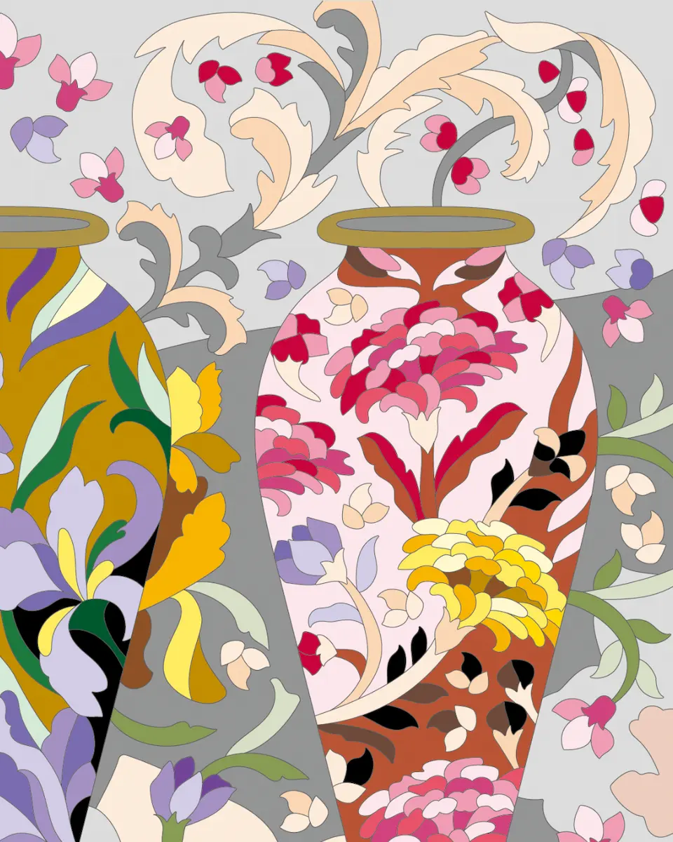 ボタニカルパズルぬりえ 【08】麗し三姉妹 完成見本 右上