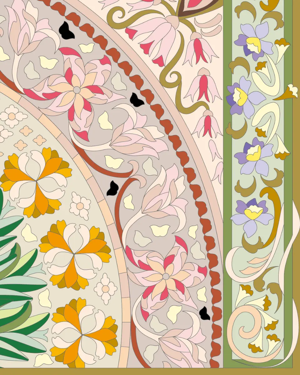 ボタニカルパズルぬりえ 【09】花飾抄 完成見本 右下