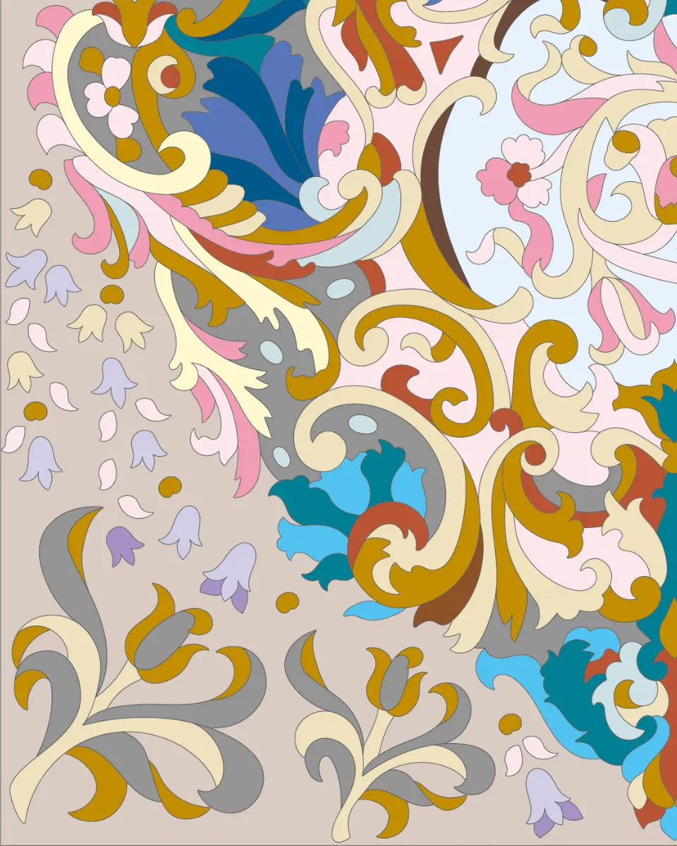 ボタニカルパズルぬりえ 【10】花は語らず 完成見本 左下