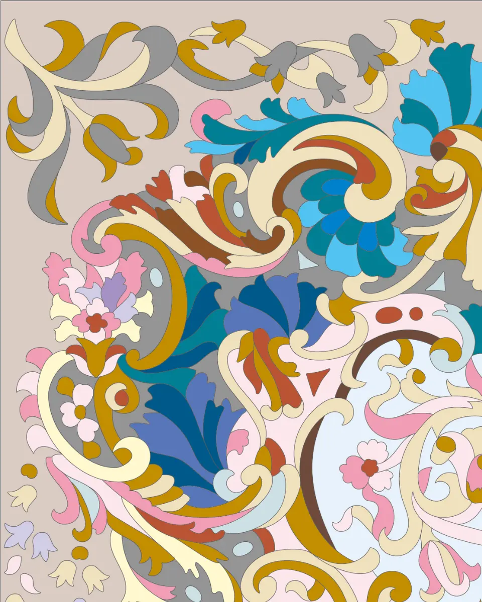 ボタニカルパズルぬりえ 【10】花は語らず 完成見本 左上