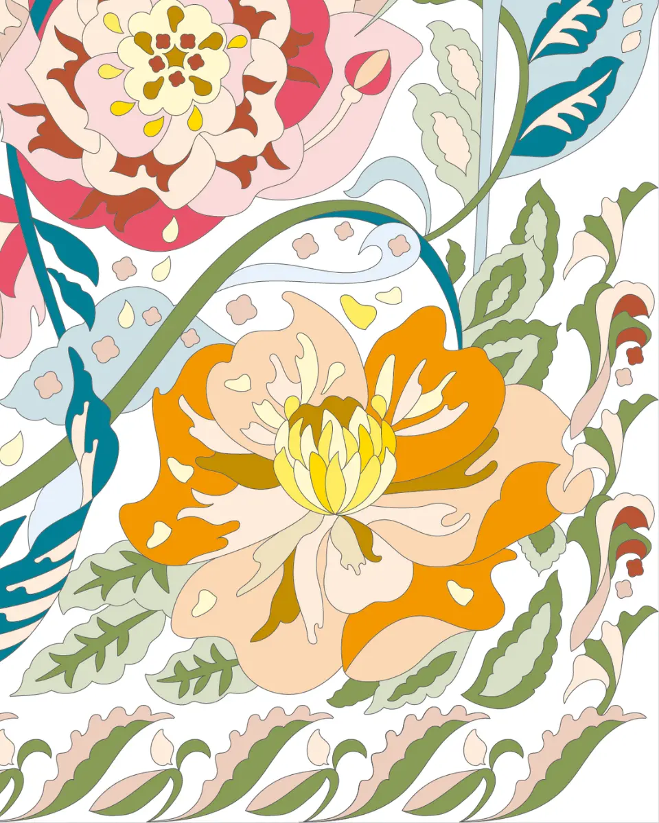 ボタニカルパズルぬりえ 【12】ハピネス 完成見本 右下