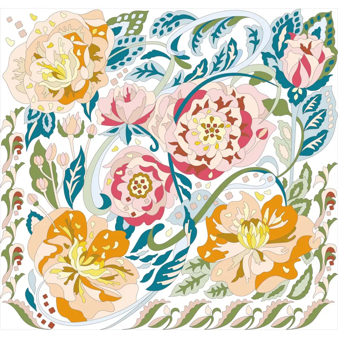 ボタニカルパズルぬりえ 【12】ハピネス 完成見本