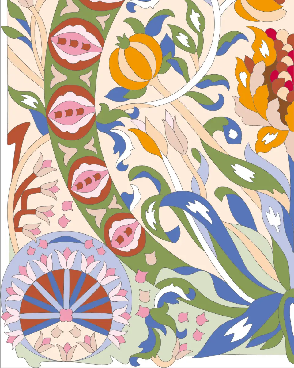 ボタニカルパズルぬり【13】たわわの刻 完成見本 左下