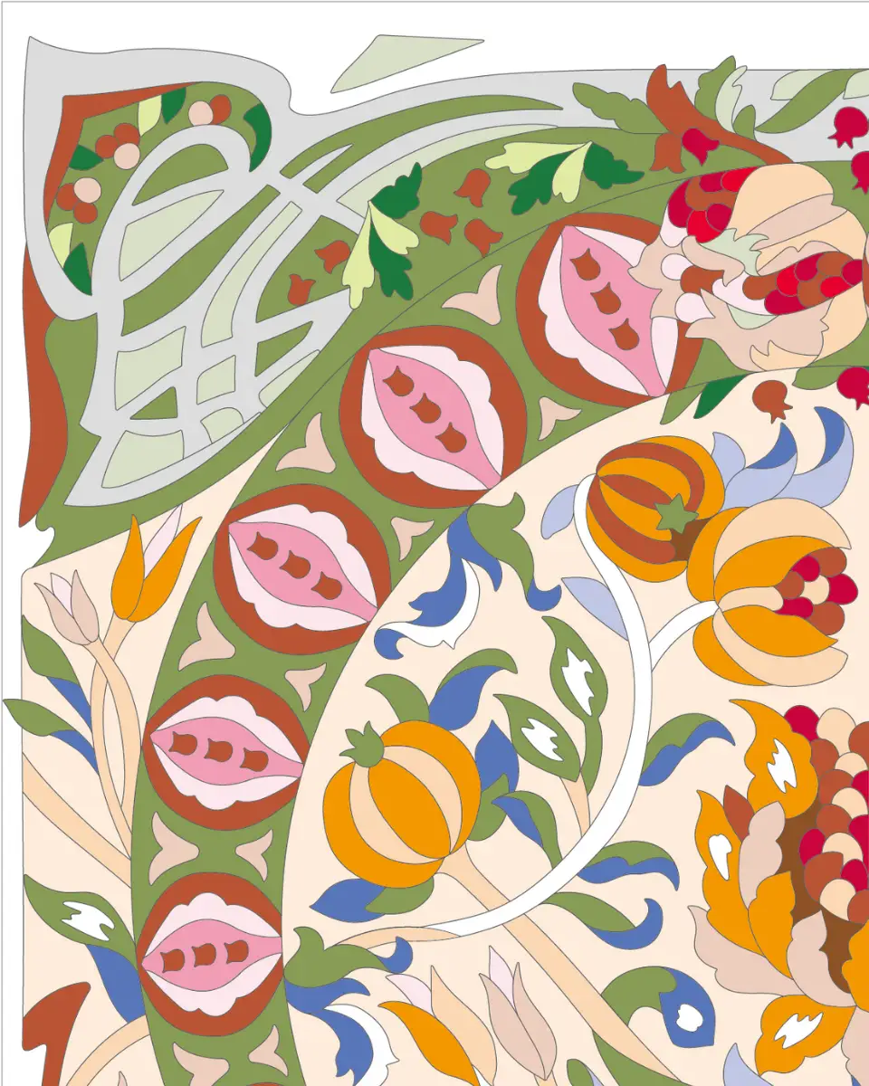 ボタニカルパズルぬり【13】たわわの刻 完成見本 左上