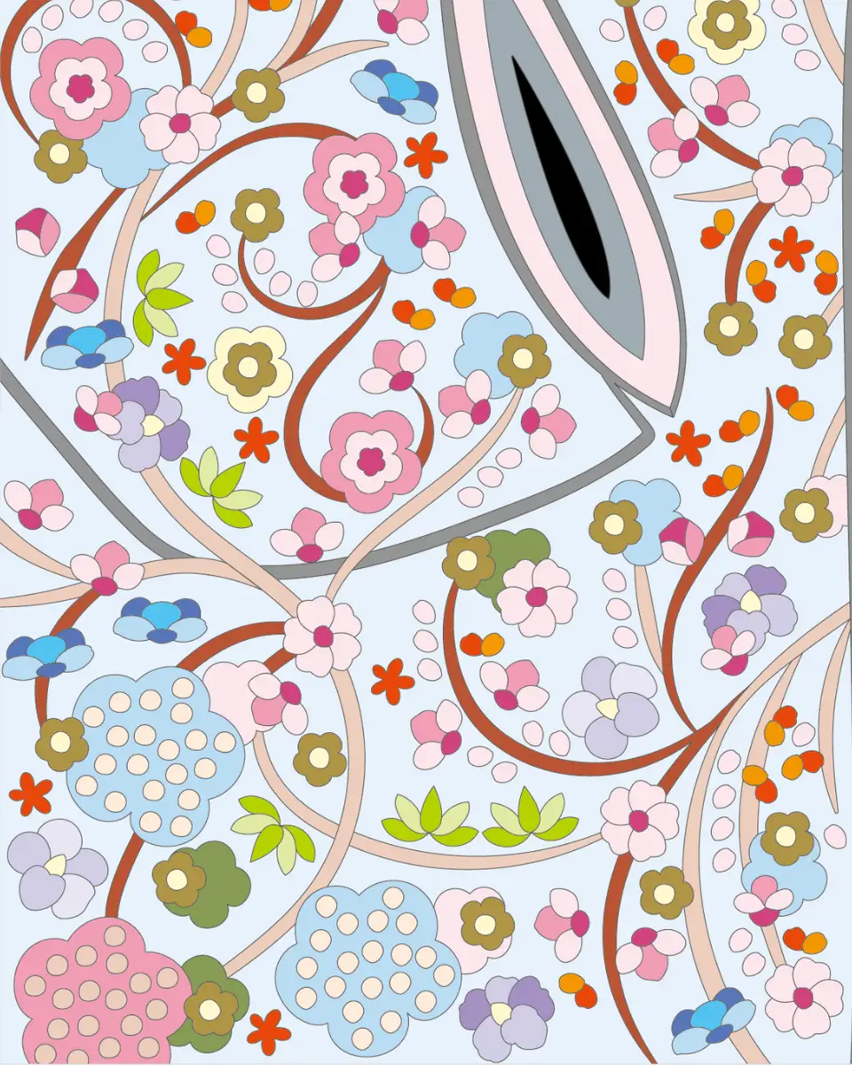 ボタニカルパズルぬりえ【14】はなうた 完成見本 左下