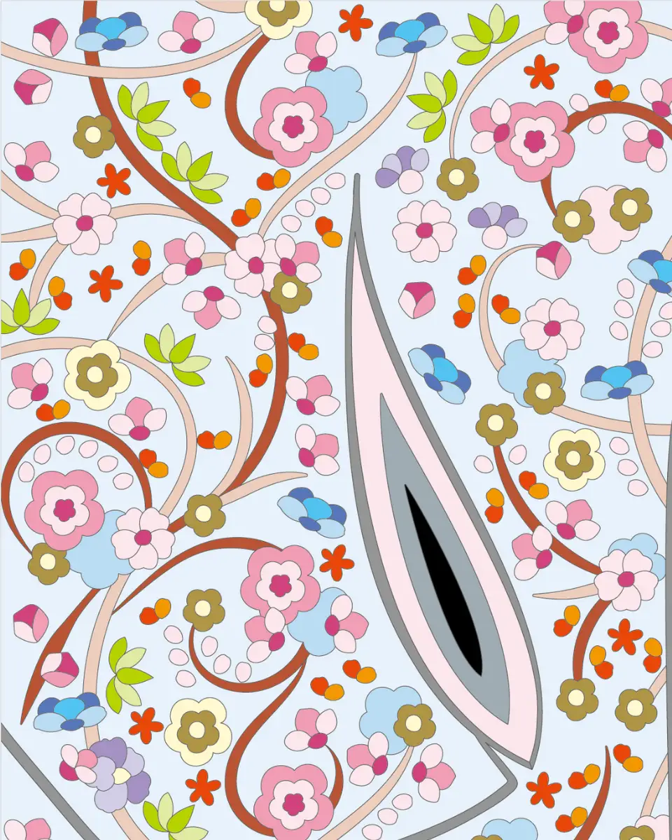 ボタニカルパズルぬりえ【14】はなうた 完成見本 左上