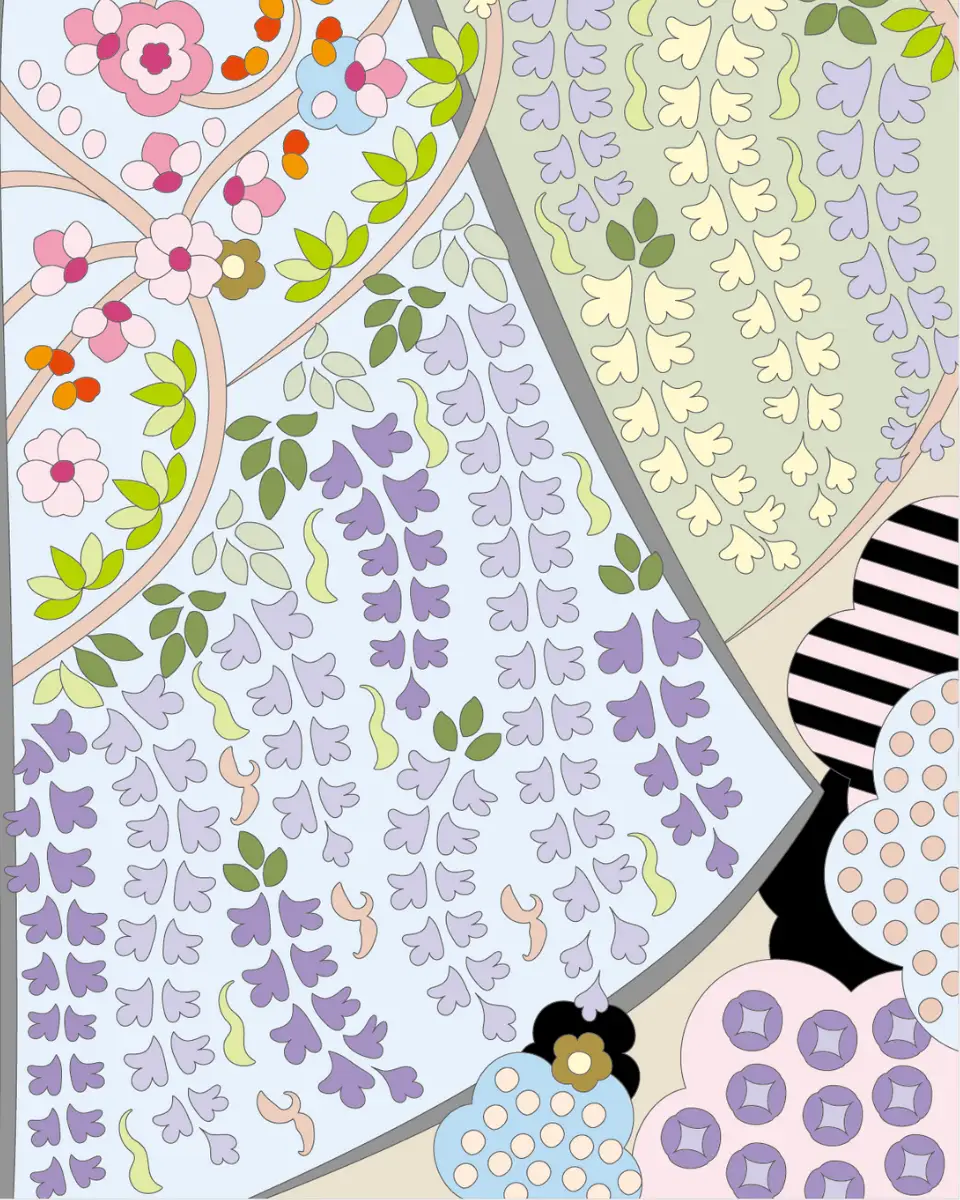 ボタニカルパズルぬりえ【14】はなうた 完成見本 右下