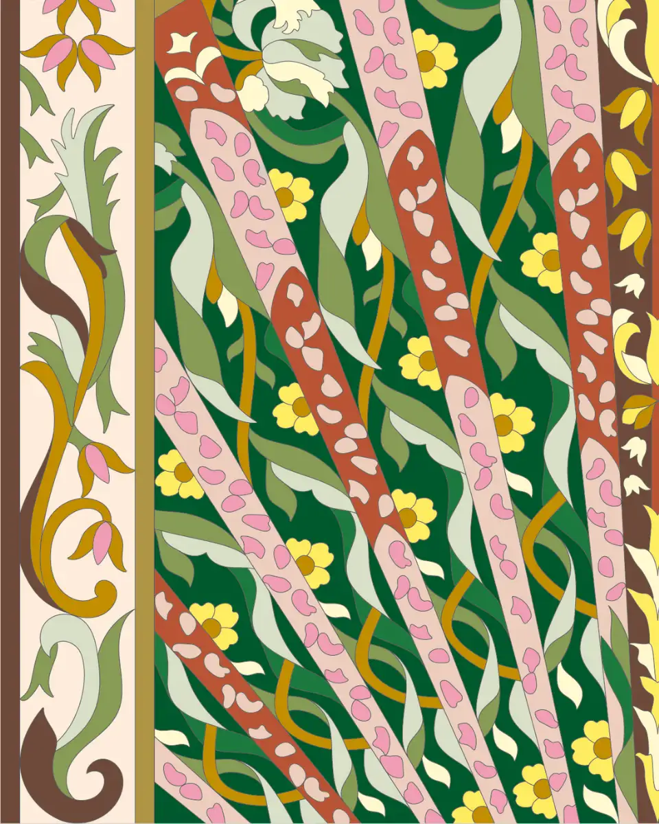 ボタニカルパズルぬりえ【15】扇姫 完成見本 左下