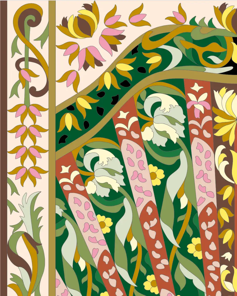 ボタニカルパズルぬりえ【15】扇姫 完成見本 左上