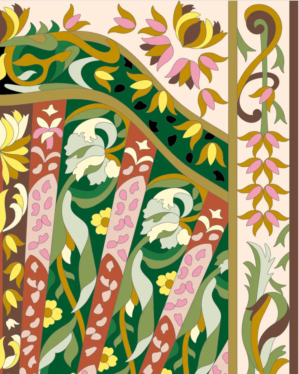 ボタニカルパズルぬりえ【15】扇姫 完成見本 右上