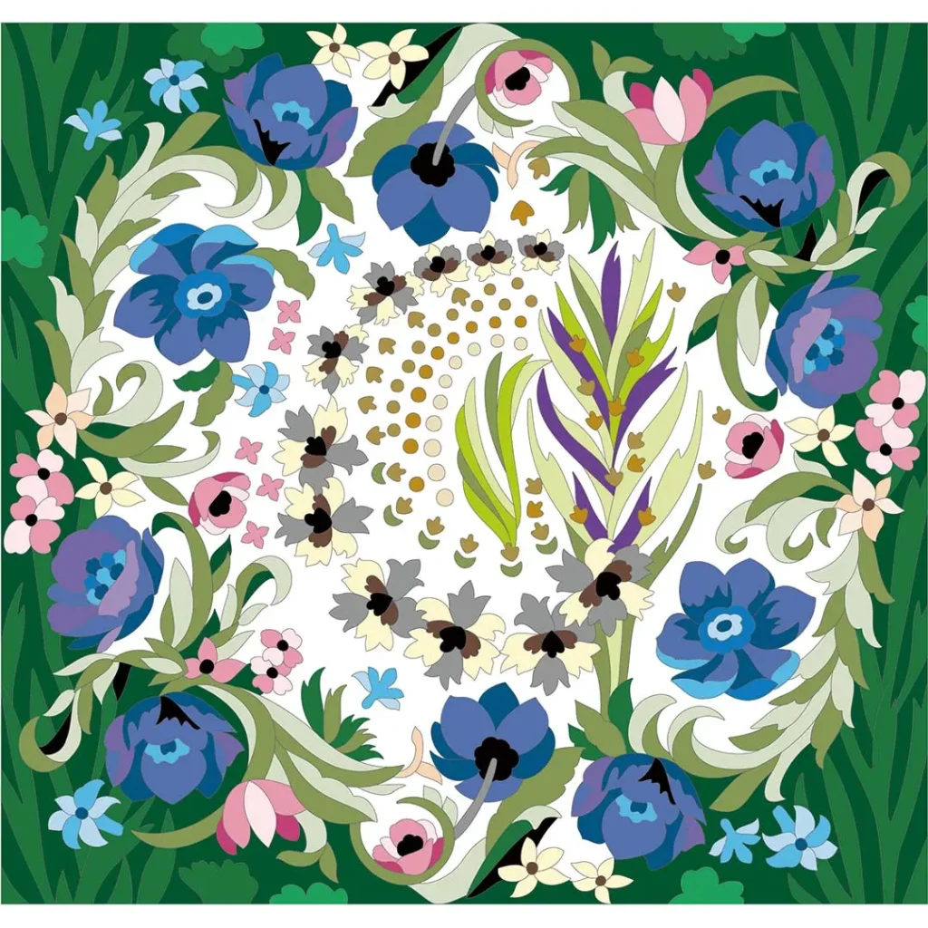 ボタニカルパズルぬりえ 【17】ミューズの花冠 完成見本