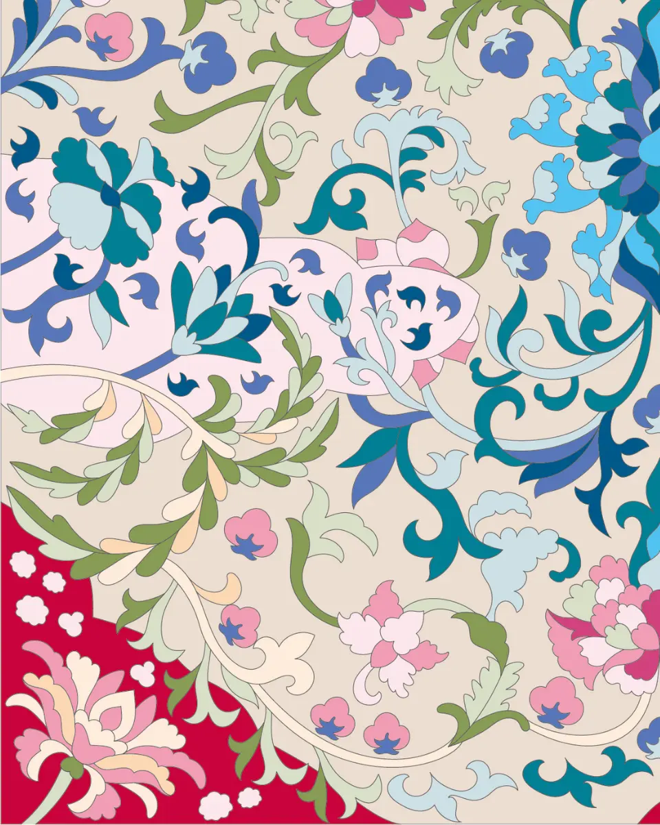 ボタニカルパズルぬりえ 【18】遥宮 完成見本 左下