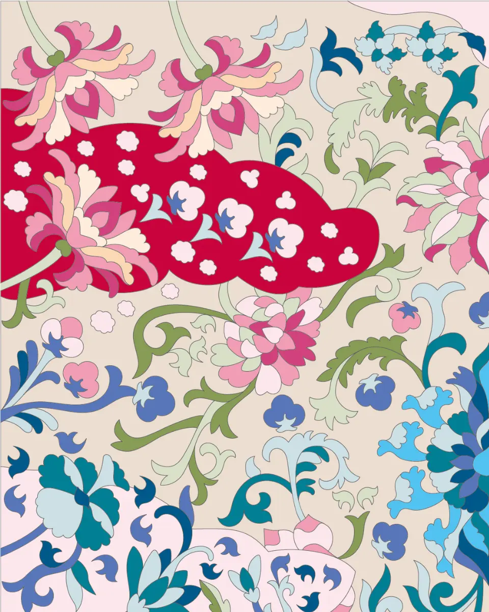 ボタニカルパズルぬりえ 【18】遥宮 完成見本 左上