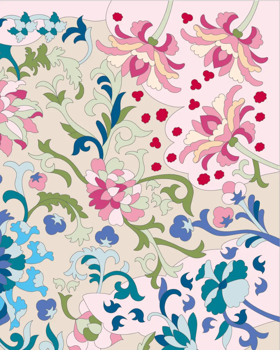 ボタニカルパズルぬりえ 【18】遥宮 完成見本 右上