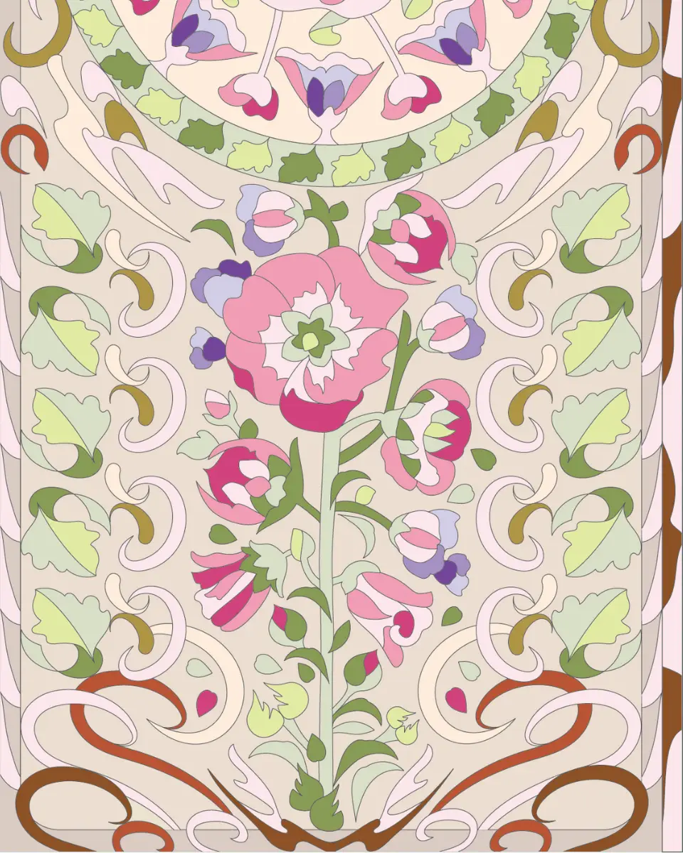 ボタニカルパズルぬりえ 【19】夢芝居 完成見本　左下