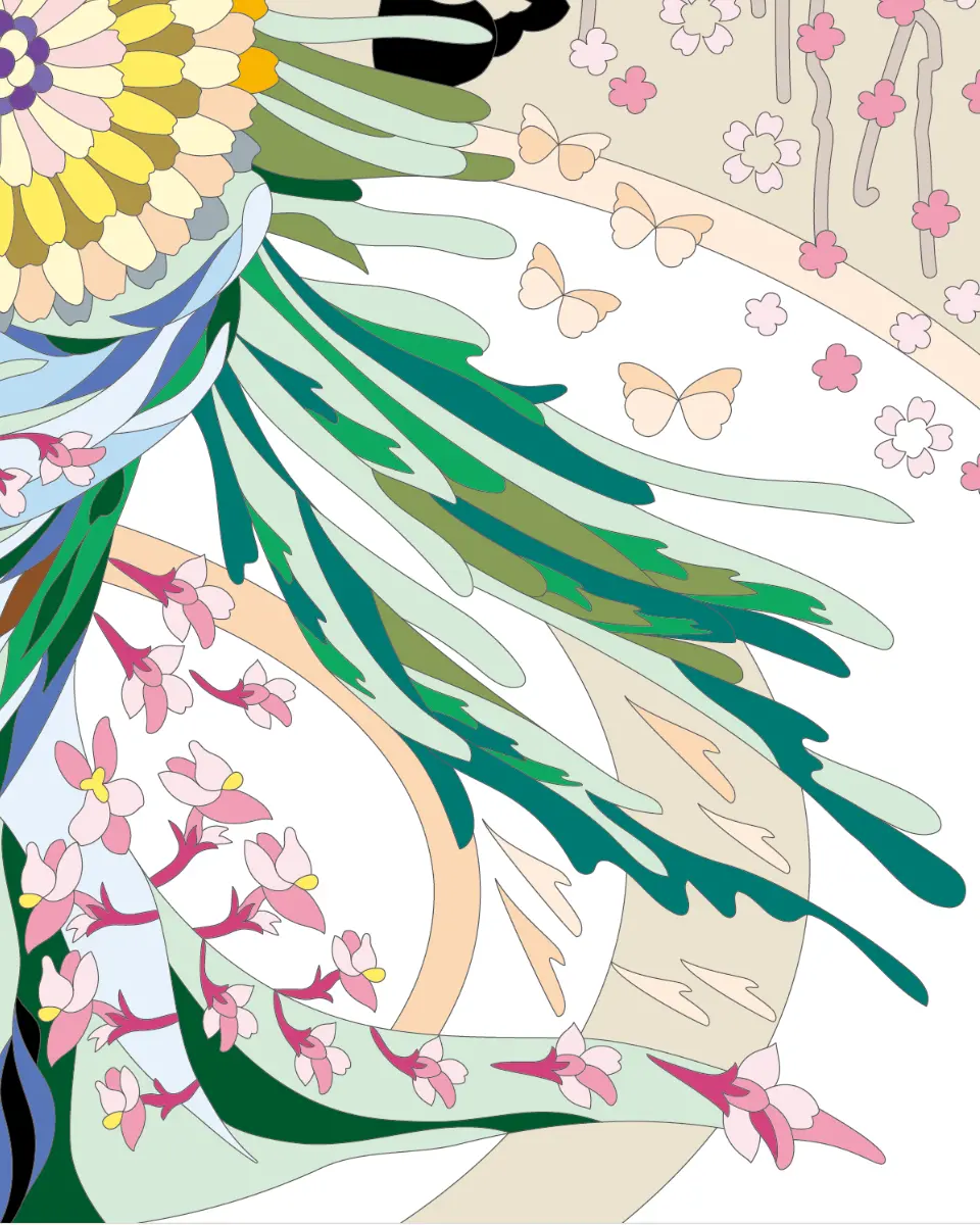 ボタニカルパズルぬりえ 【20】ジャポニズムの香り完成見本 右下