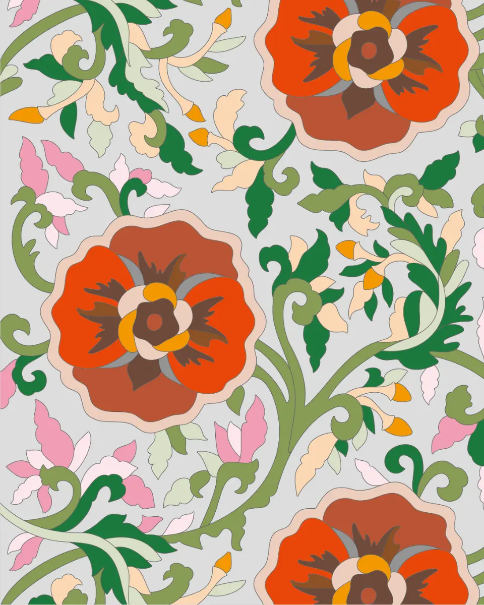 ボタニカルパズルぬりえ 【21】虞美人草 完成見本 左下