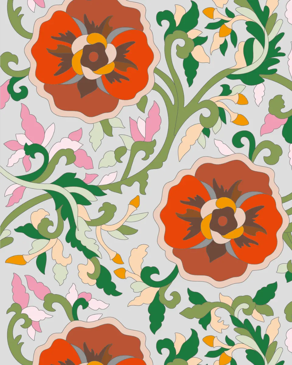 ボタニカルパズルぬりえ 【21】虞美人草 完成見本 左上