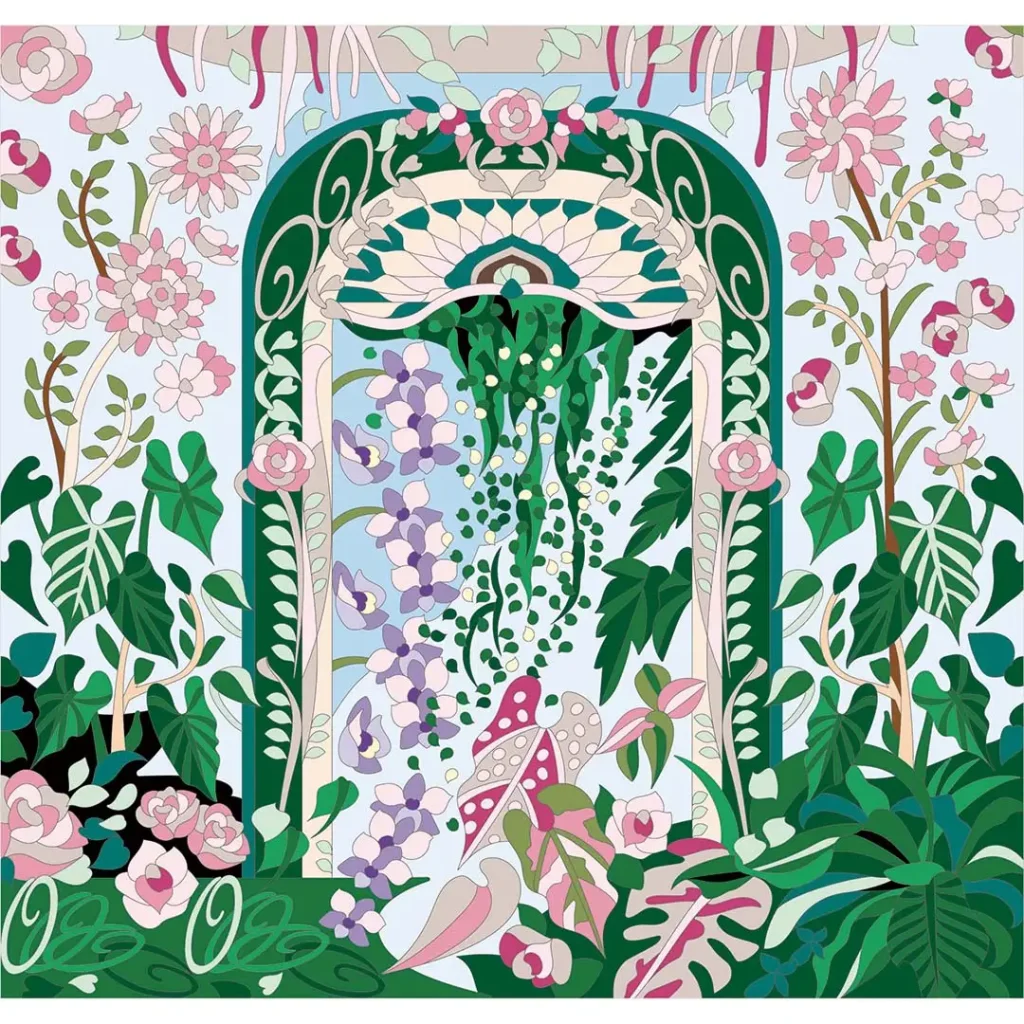 ボタニカルパズルぬりえ【22】翠扉 完成見本