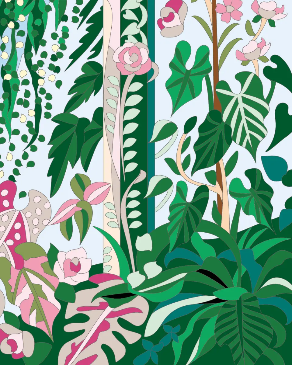 ボタニカルパズルぬりえ【22】翠扉 完成見本 右下