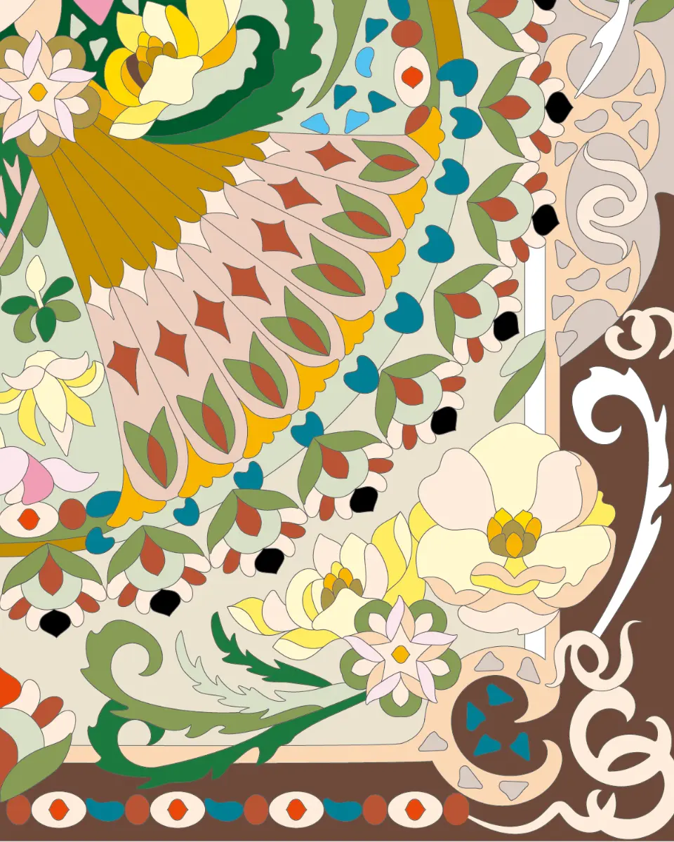 ボタニカルパズルぬりえ【23】エスニカ 完成見本 右下