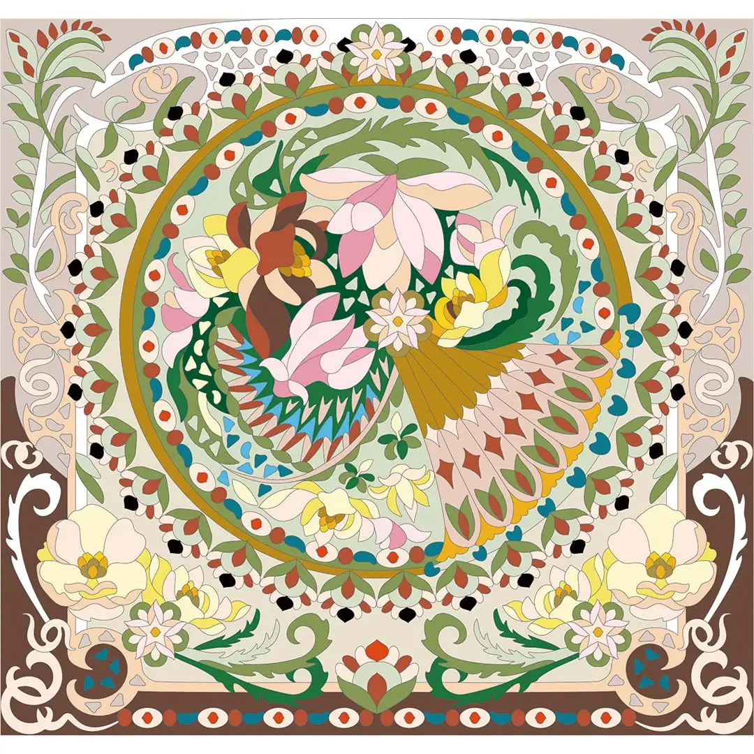 ボタニカルパズルぬりえ【23】エスニカ 完成見本