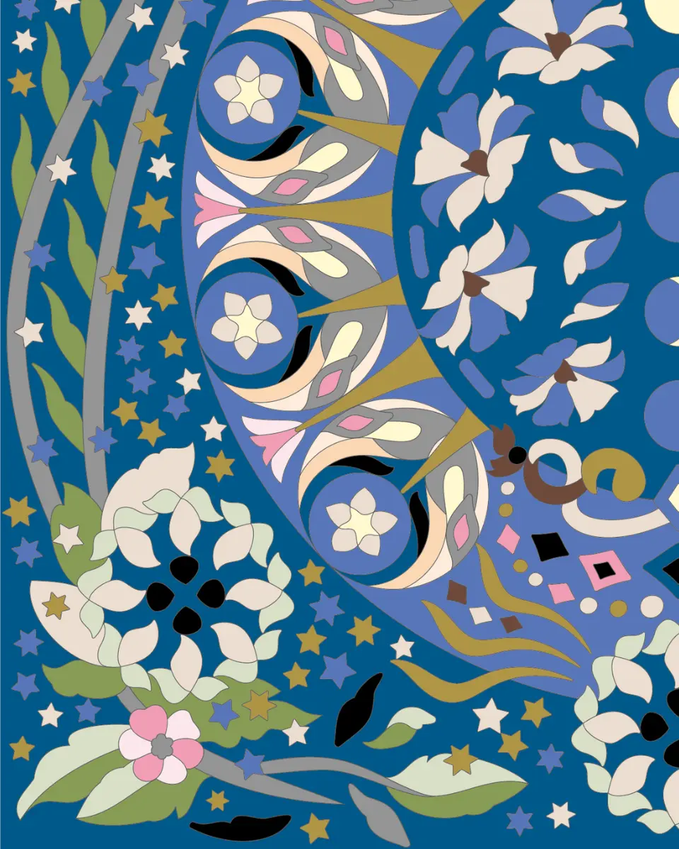 ボタニカルパズルぬりえ 【25】宙花 完成見本 左下