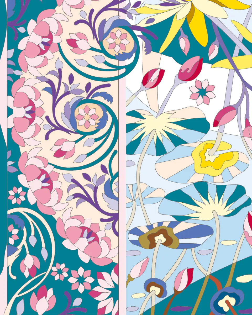 ボタニカルパズルぬりえ【27】光をたどって 完成見本 左下