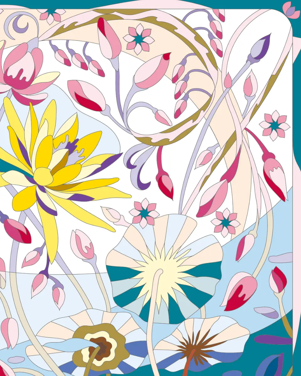 ボタニカルパズルぬりえ【27】光をたどって 完成見本 右上