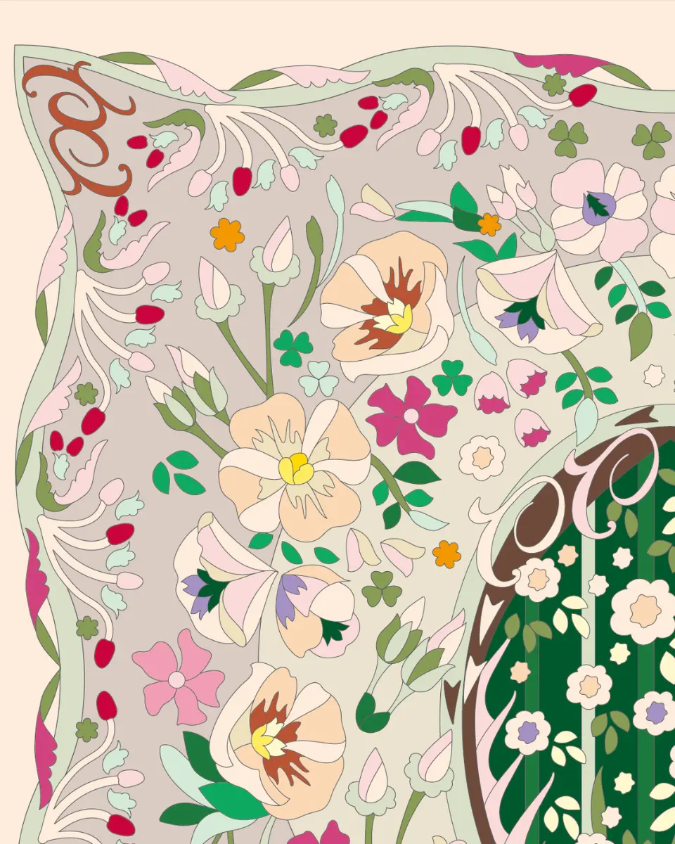 ボタニカルパズルぬりえ【28】秘密の花園 完成見本 左上