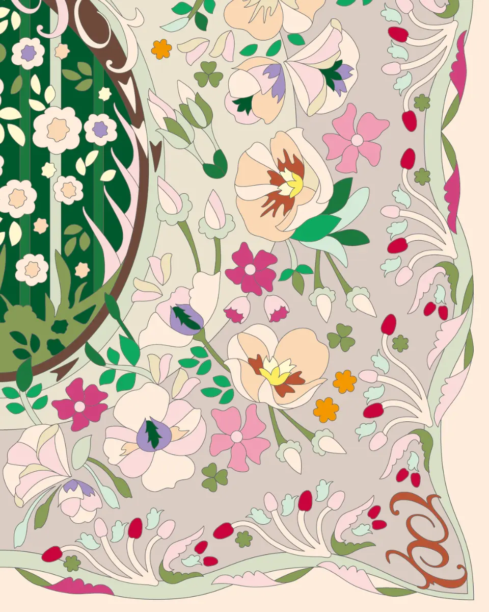 ボタニカルパズルぬりえ【28】秘密の花園 完成見本 右下