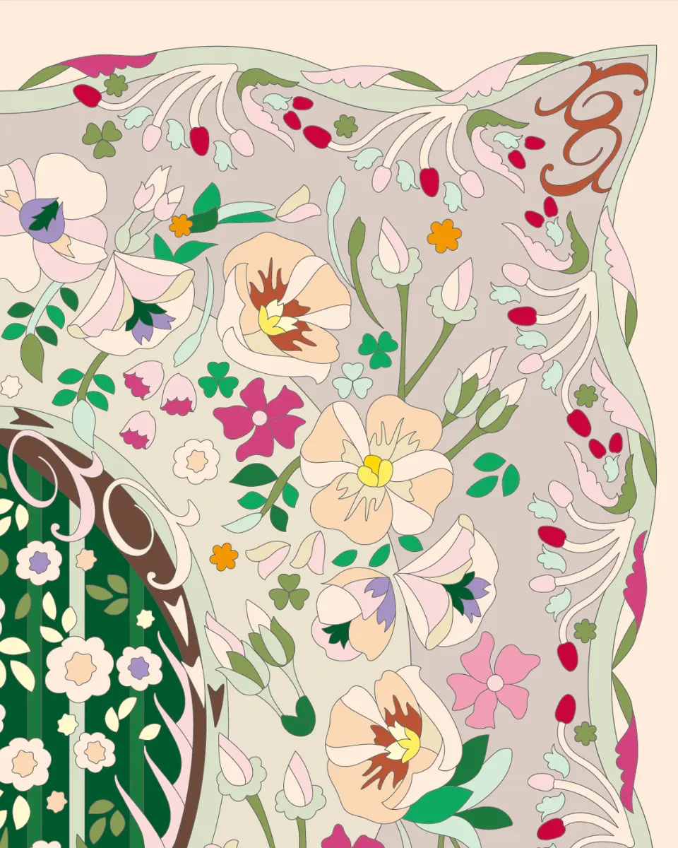 ボタニカルパズルぬりえ【28】秘密の花園 完成見本 右上