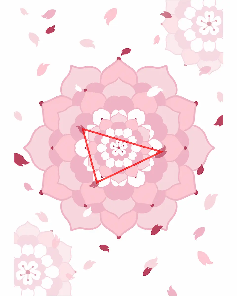 桜の曼荼羅塗り方のコツ 三角構図
