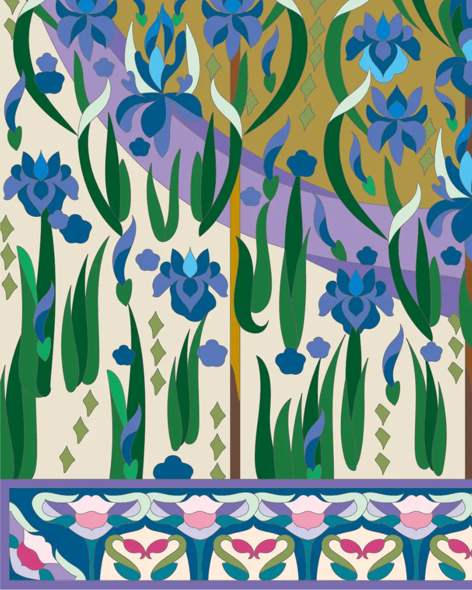 ボタニカルパズルぬりえ 【29】燕子花の記憶 完成見本 左下