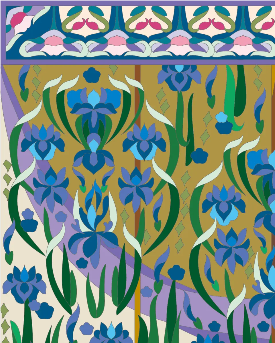 ボタニカルパズルぬりえ 【29】燕子花の記憶 完成見本 左上