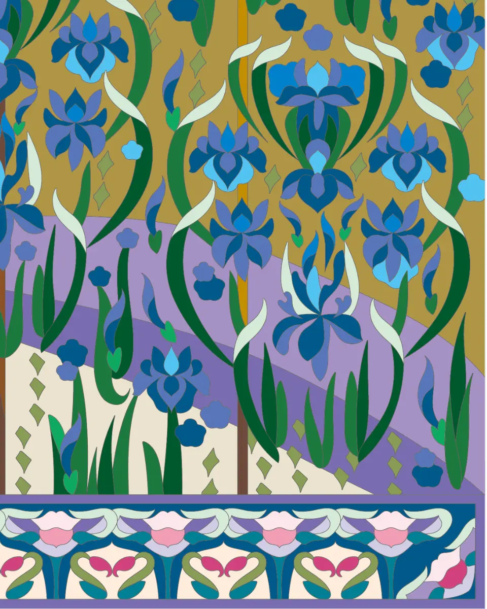 ボタニカルパズルぬりえ 【29】燕子花の記憶 完成見本 右下