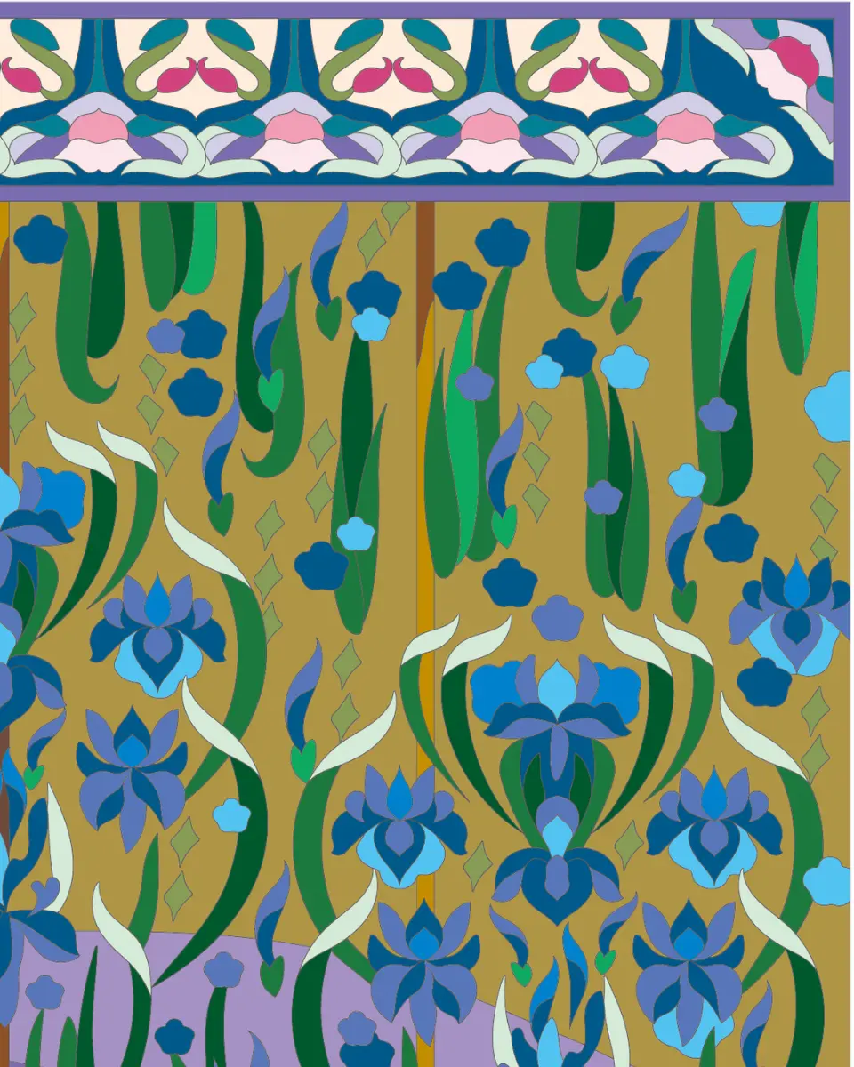 ボタニカルパズルぬりえ 【29】燕子花の記憶 完成見本 右上